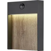 SLV Flatt Sensor LED Applique murale 14W IP65 Alu anthracite/brun aspect bois Couleur de lumière commutable avec capteur
