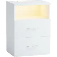 Casaria Table de chevet Jamie Blanc avec éclairage