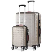 Monzana Set de 2 valises rigides Exopack Champagne M/XL 4 Roues 360° Poignée télescopique TSA Plastique ABS malle voyage bagages
