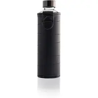 EQUA Bouteille d'eau en verre dépareillée + emballage en similicuir, graphite, 750 ml