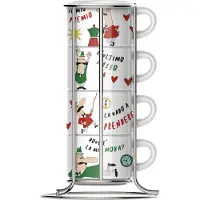 Bialetti Set 4 Cups Cappuccio Stackable, Tasse, Multicolore