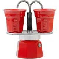 Bialetti Cafetière Mini Express rouge 2 tasses + 2 tasses