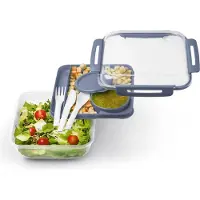 Rotho Memory B3 boîte à lunch 1.7l avec couverts et récipient séparé, plastique (PP) sans BPA, vert, 1.7l (19.5 x 19.5 x 9.1 cm)