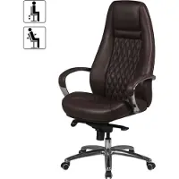 FineBuy AUSTIN : chaise de bureau en cuir véritable marron, chaise de bureau ergonomique, fauteuil de direction élégant, chaise pivotante réglable en hauteur