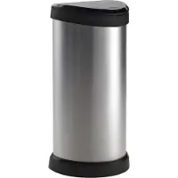 Curver DECOBIN Poubelle 40L avec poussoir argent métallique