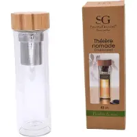 Northix Théière Double Paroi en Verre et Bambou - 40 cl
