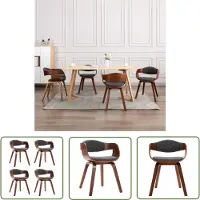 The Living Store Chaises de salle à manger 4 pcs. Bois courbé et tissu gris