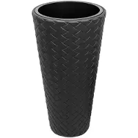 Prosperplast Pot Haut En Rotin Synthétique 23 Litres Couleur Anthracite 30 X 55 Cm Avec Plateau De Plantation