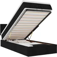 vidaXL Ottomane Lit avec matelas & LEDs Noir 80x200 cm Tissu