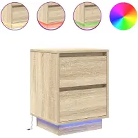 vidaXL Tables de chevet avec lumières LED 2pcs chêne sonoma 38x34x50cm