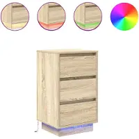 vidaXL Table de chevet avec lumières LED chêne sonoma 38x34x65 cm