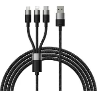 Baseus Câble Usb 3W1 Starspeed, Usb-C + Micro Usb + Lightning, 3.5A, 1.2M (Czarny)