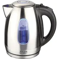 Adler Bouilloire électrique AD 1223, 1,7 L, noire, acier inoxydable, 2200 W
