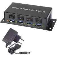 Renkforce 1318454 hub d'interface USB 3.2 Gen 1 (3.1 Gen 1) Type-A 5000 Mbit/s Noir