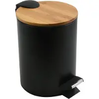 Spirella Seau à cosmétique 5 litres en inox avec abaissement automatique et seau intérieur "Adonis" Poubelle de salle de bains Softclose Poubelle noire
