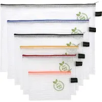 FolderSys Sac à fermeture éclair , avec boucle de maintien, sans PVC, film EVA transparent, 6 pièces de taille A4-B6