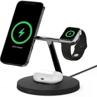 Belkin Boost Charge Pro Chargeur Sans Fil 3-en-1 MagSafe et Qi2 15 W Noir