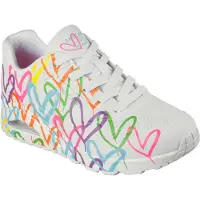 SKECHERS Baskets basses 'Uno-Highlight Love' jaune / orange foncé / rose / blanc