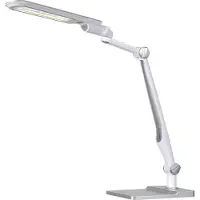Hansa - Styro Lampe de bureau LED Multiflex, avec variateur continu, 3 niveaux de température de couleur, avec pieds et pince-étau, argent