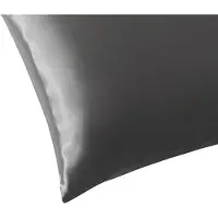 Ailoria BEAUTY SLEEP Housse d'oreiller en soie à fermeture éclair (65x65) (anthracite) (Taie d’oreiller, 65 x 65 cm)