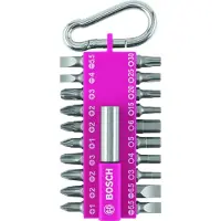 Bosch Assortiment d'embouts de vissage avec mousqueton (fuchsia), 21 pièces - 2607002821