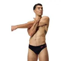 Speedo Hyperboom Splice Briefs |Quick Drying | Training | Fitness | Chlorine Resistant Slip de Bain pour Homme, Black/Coral Sands, 30