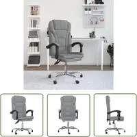 The Living Store Chaise de bureau avec fonction chaise longue Gris clair Tissu