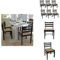 vidaXL Chaises de salle à manger 6 pcs. Marron Bois Massif et Velours - Chaises de salle à manger