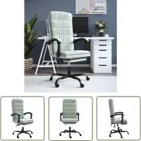 The Living Store Chaise de bureau avec fonction inclinable, velours gris clair