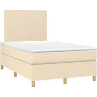 vidaXL Lit boxspring avec matelas Crème 120x190 cm Tissu
