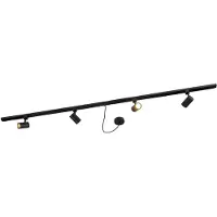 QAZQA Système sur rail monophasé noir avec 4 spots et alimentation ronde I-power - Jeana
