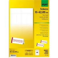 Sigel DP046 - Ultra blanc - 95 x 42 mm - 185 g/m² - 80 unités (20 feuille(s) x 4 cartes d'invitation