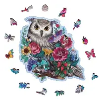 Ravensburger Puzzle en bois Hibou fleuri, 150 pièces robustes et naturelles, dont 15 figurines en bois. À partir de 10 ans. 17511.