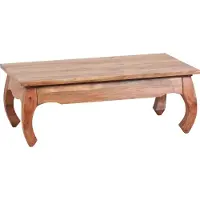 FineBuy Table basse en bois massif d'acacia, 110 cm de large, table de salon design, brun foncé, style cottage, table d'appoint