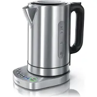 Arendo Bouilloire avec réglage de la température de 70 °C à 100 °C, sélection de la température, acier inoxydable, 1,7 L, 3000 W, fonction de maintien au chaud, couleur argent