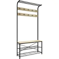 Hioshop Bois,Métal,Banc,Armoire À Chaussures,Étagère À Chaussures,Portemanteau,Commode De Siège,Portemanteautaliro