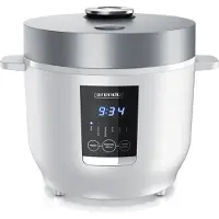 Arendo Cuiseur à riz numérique avec 5 programmes, 350W, 2 litres, fonction minuterie et maintien au chaud, sans BPA, verre doseur & cuillère à riz inclus, blanc/argenté