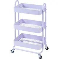 En.casa Chariot de cuisine 'Pyhäntä' avec 3 paniers de rangement 78,5 x 46 x 35 cm Acier Violet
