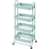 En.casa Chariot de cuisine 'Pyhäntä' avec 4 paniers de rangement 103,5 x 46 x 35 cm Acier vert menthe