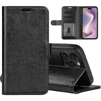 Sign Étui portefeuille pour iPhone 16 Pro Max - Noir (Apple iPhone 16 Pro Max), Coque pour téléphone portable, Noir