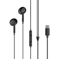 XO Ecouteurs intra-auriculaires filaires 1,2m en noir avec port USB-C