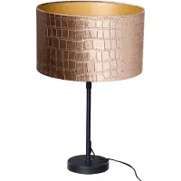 QAZQA Lampe de table noire avec abat-jour en velours et design crocodile 35 cm - Parte