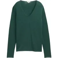 Tom Tailor Front Logo Coin V Neck Sweater Vert L Femme