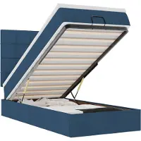 vidaXL Ottomane Lit avec matelas & LEDs Bleu 90x200 cm Tissu