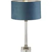 Searchlight Lampe de table Scarborough - Cristal, nickel satiné, velours sarcelle