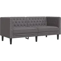 vidaXL Canapé Chesterfield 2 places Gris Similicuir