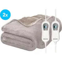 Auronic - Couverture électrique 2-Pack - 160 x 120 cm - 3 niveaux de chaleur et arrêt automatique - Flanelle extra douce - Lavable en machine - Polaire & Taupe