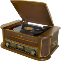 Soundmaster NR565DAB - Tourne-disque rétro avec DAB+, CD, USB, BT et plus