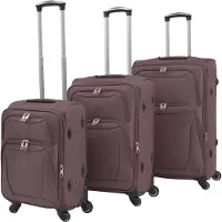 vidaXL Ensemble de 3 valises souples trolley marron café