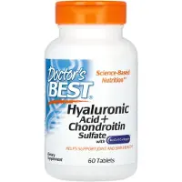 Doctors Best , Acide Hyaluronique + Sulfate de Chondroïtine avec BioCell Collagène, 60 Comprimés